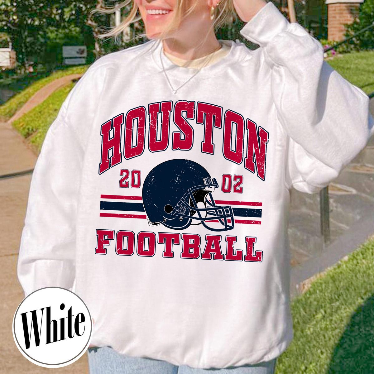 Unisex Houston football vintage crewneck sweatshirt for men and women