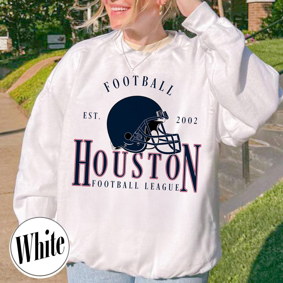 Unisex Houston football vintage crewneck sweatshirt for men and women