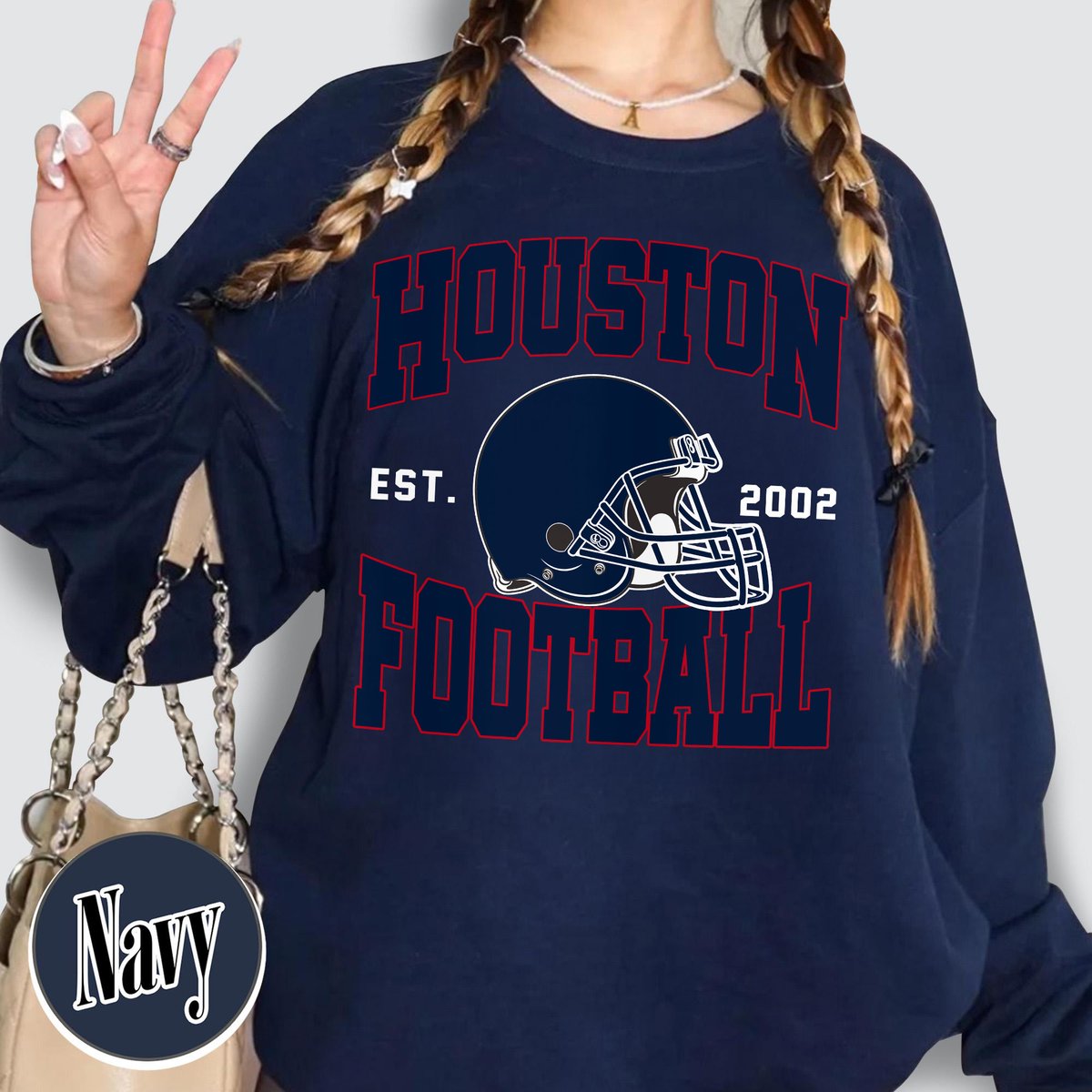 Unisex Houston football vintage crewneck sweatshirt for men and women