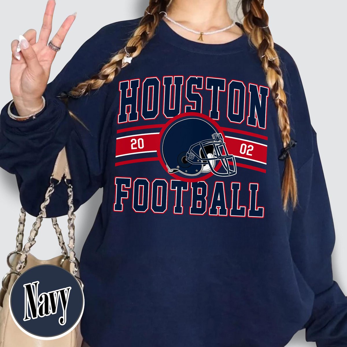 Unisex Houston football vintage crewneck sweatshirt for men and women