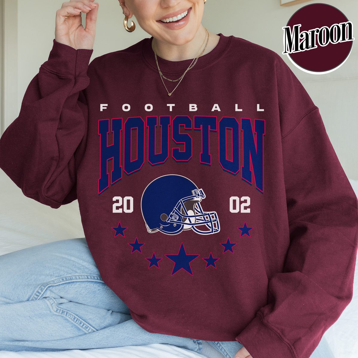 Unisex Houston football vintage crewneck sweatshirt for men and women