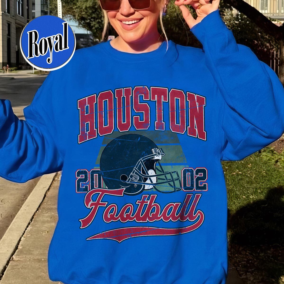 Unisex Houston football vintage crewneck sweatshirt for men and women