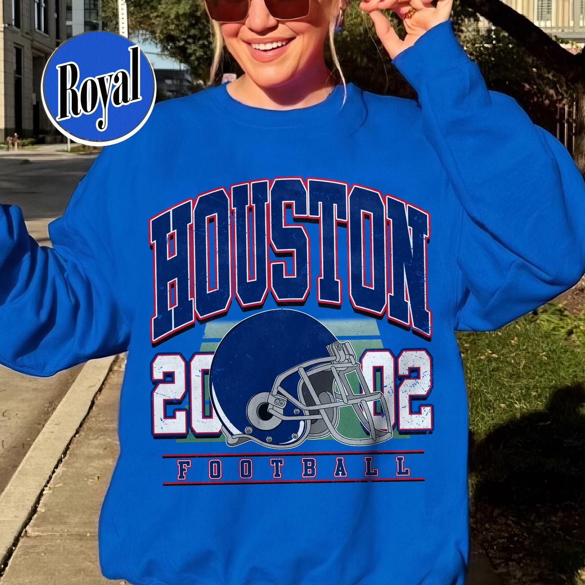Unisex Houston football vintage crewneck sweatshirt for men and women