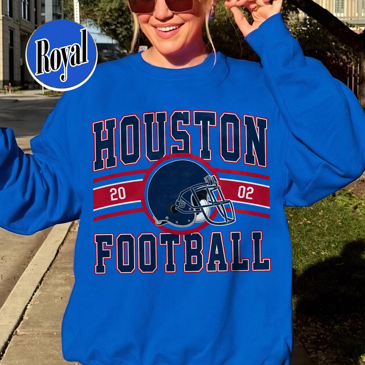 Unisex Houston football vintage crewneck sweatshirt for men and women