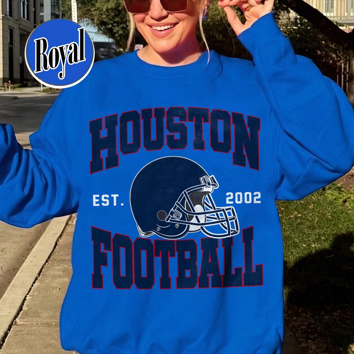 Unisex Houston football vintage crewneck sweatshirt for men and women