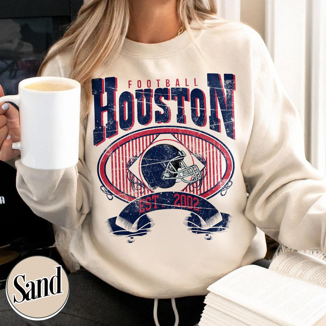 Unisex Houston football vintage crewneck sweatshirt for men and women
