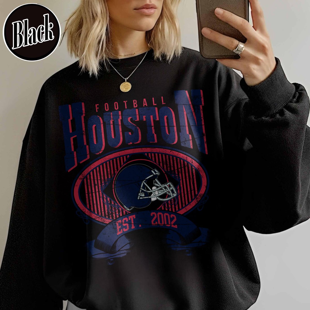 Unisex Houston football vintage crewneck sweatshirt for men and women
