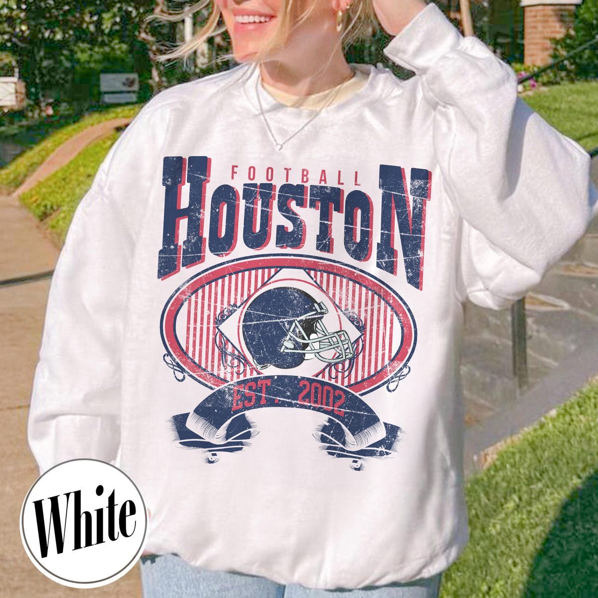 Unisex Houston football vintage crewneck sweatshirt for men and women