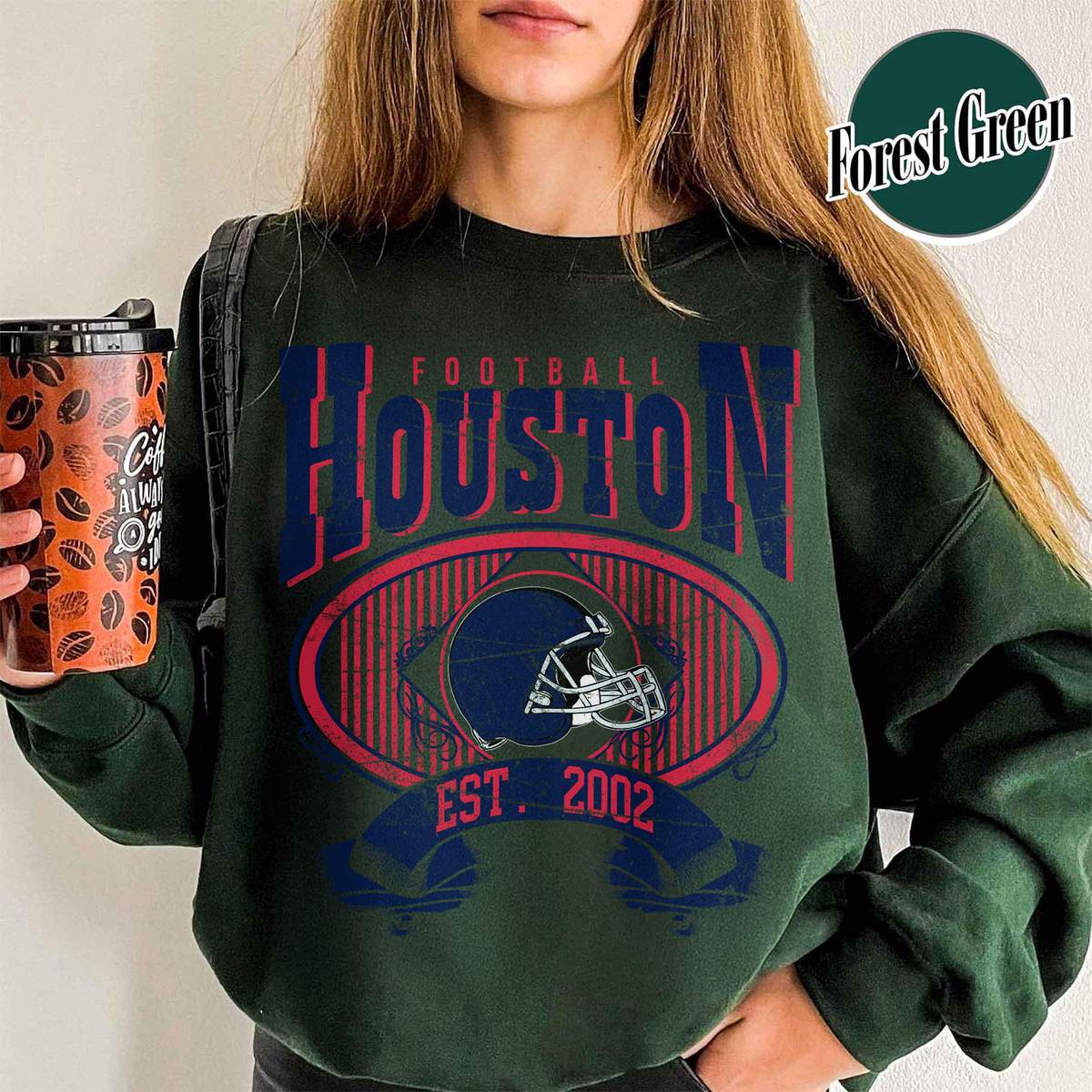 Unisex Houston football vintage crewneck sweatshirt for men and women