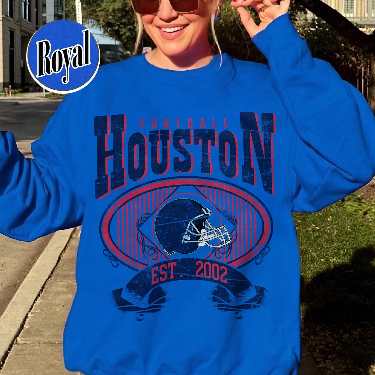 Unisex Houston football vintage crewneck sweatshirt for men and women