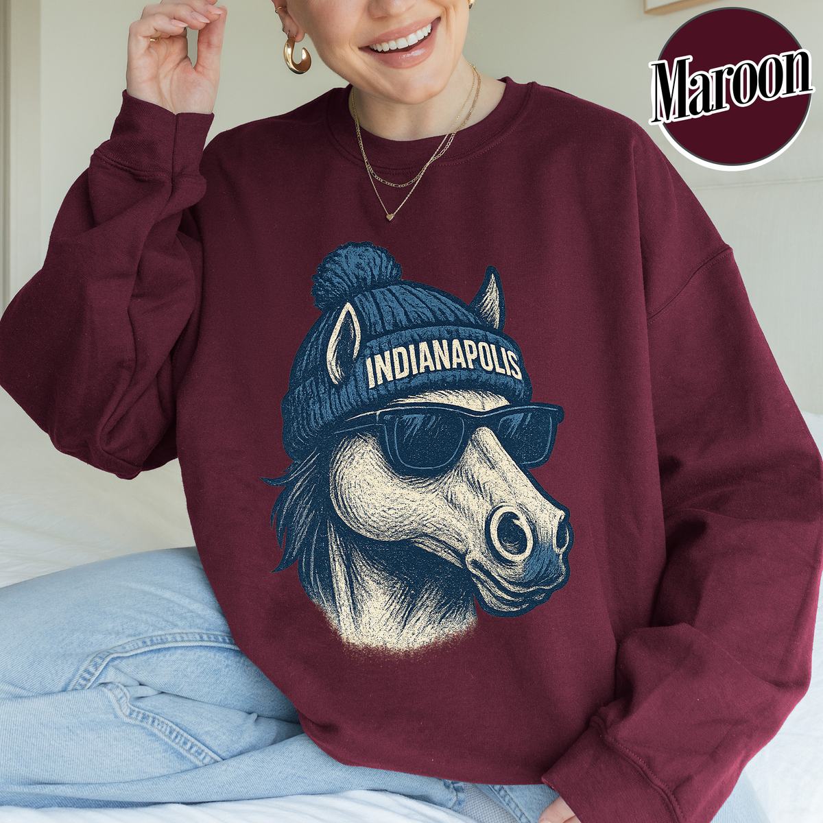 Unisex Indianapolis football vintage crewneck sweatshirt for men and women