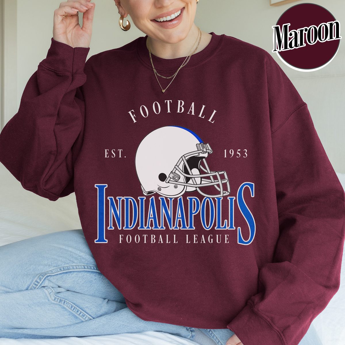Unisex Indianapolis football vintage crewneck sweatshirt for men and women