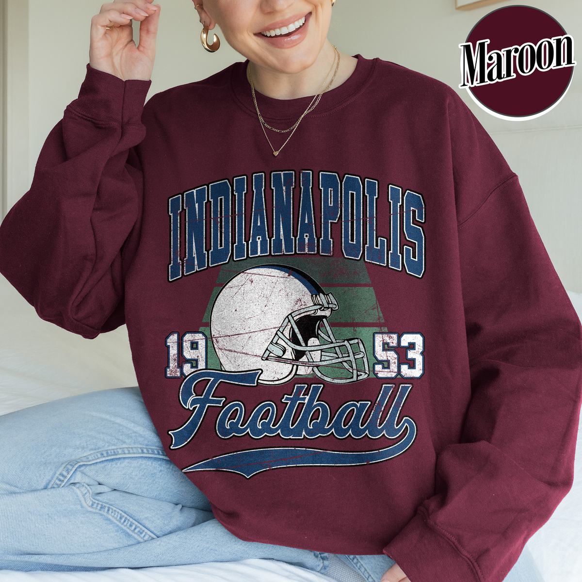 Unisex Indianapolis football vintage crewneck sweatshirt for men and women