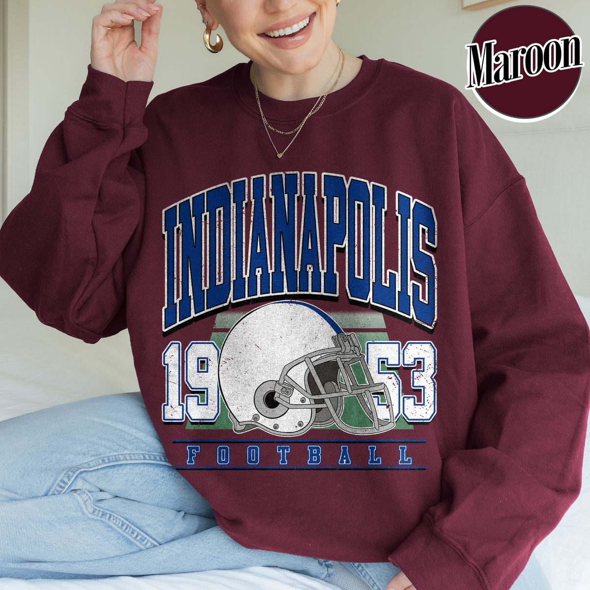 Unisex Indianapolis football vintage crewneck sweatshirt for men and women