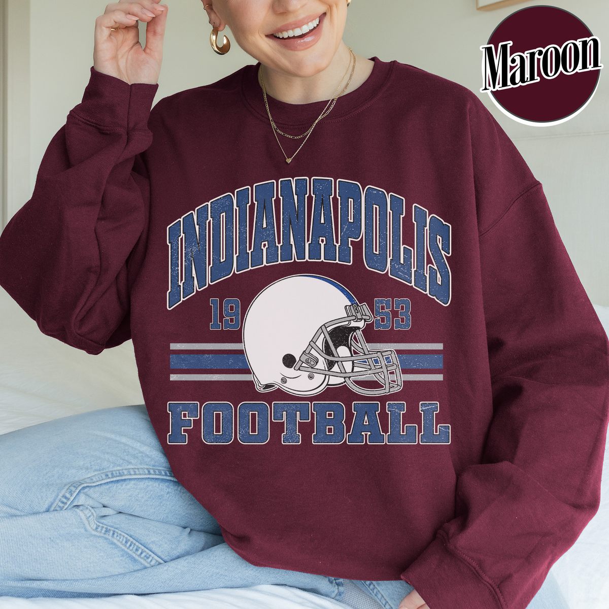 Unisex Indianapolis football vintage crewneck sweatshirt for men and women