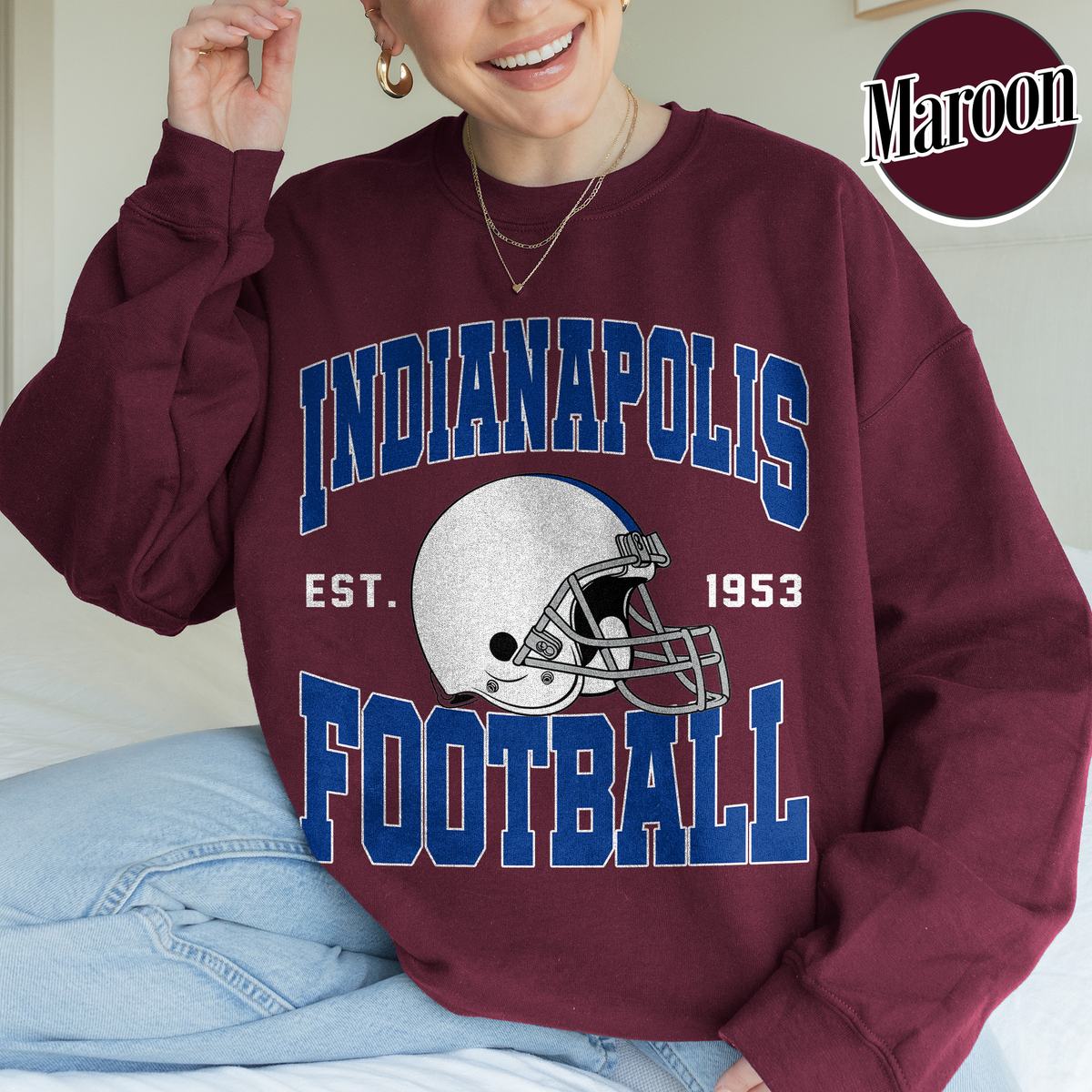 Unisex Indianapolis football vintage crewneck sweatshirt for men and women