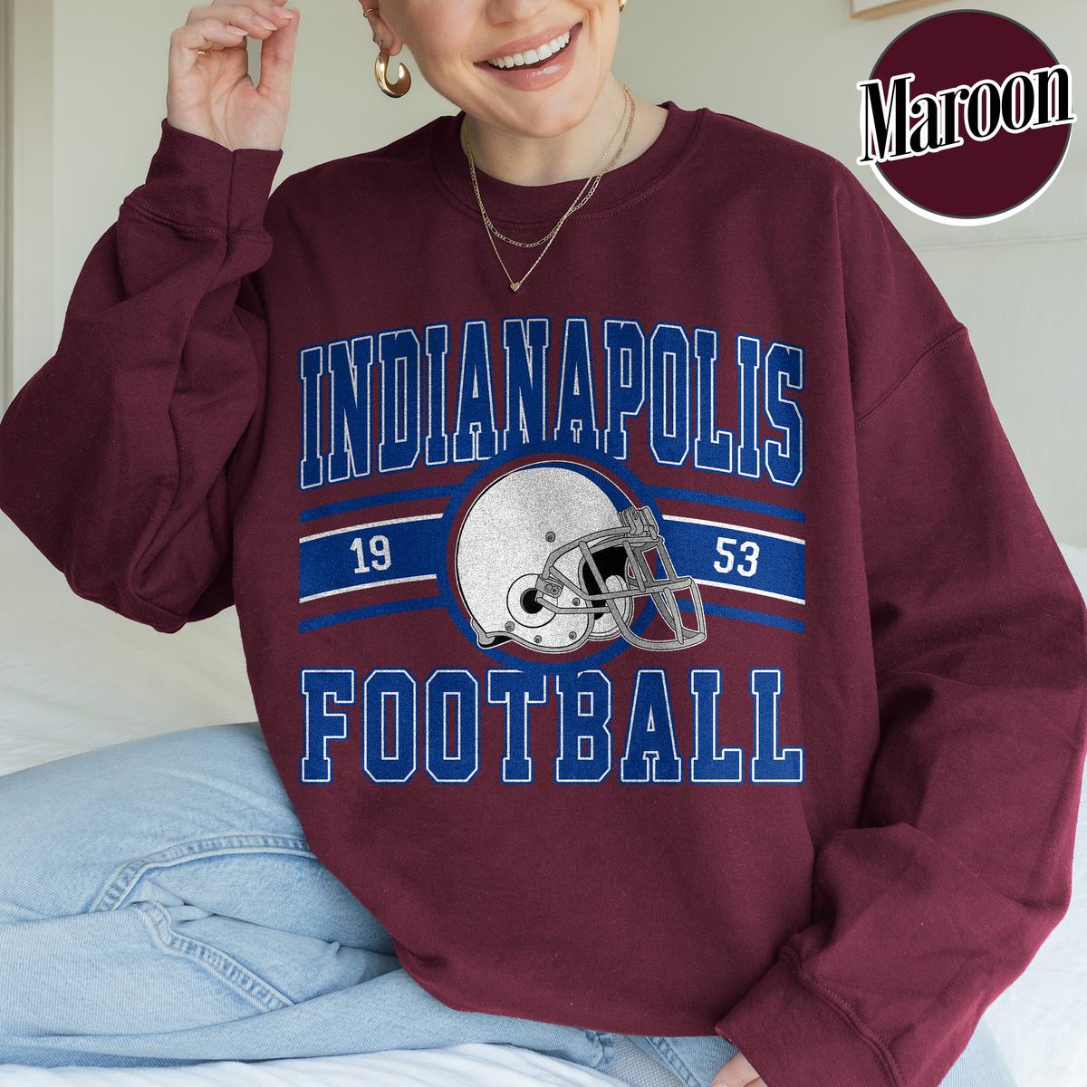 Unisex Indianapolis football vintage crewneck sweatshirt for men and women