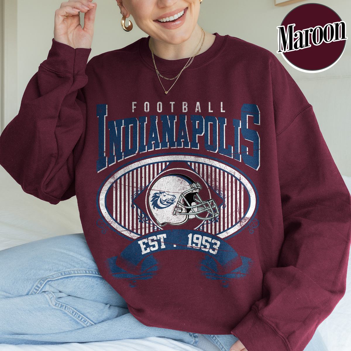 Unisex Indianapolis football vintage crewneck sweatshirt for men and women