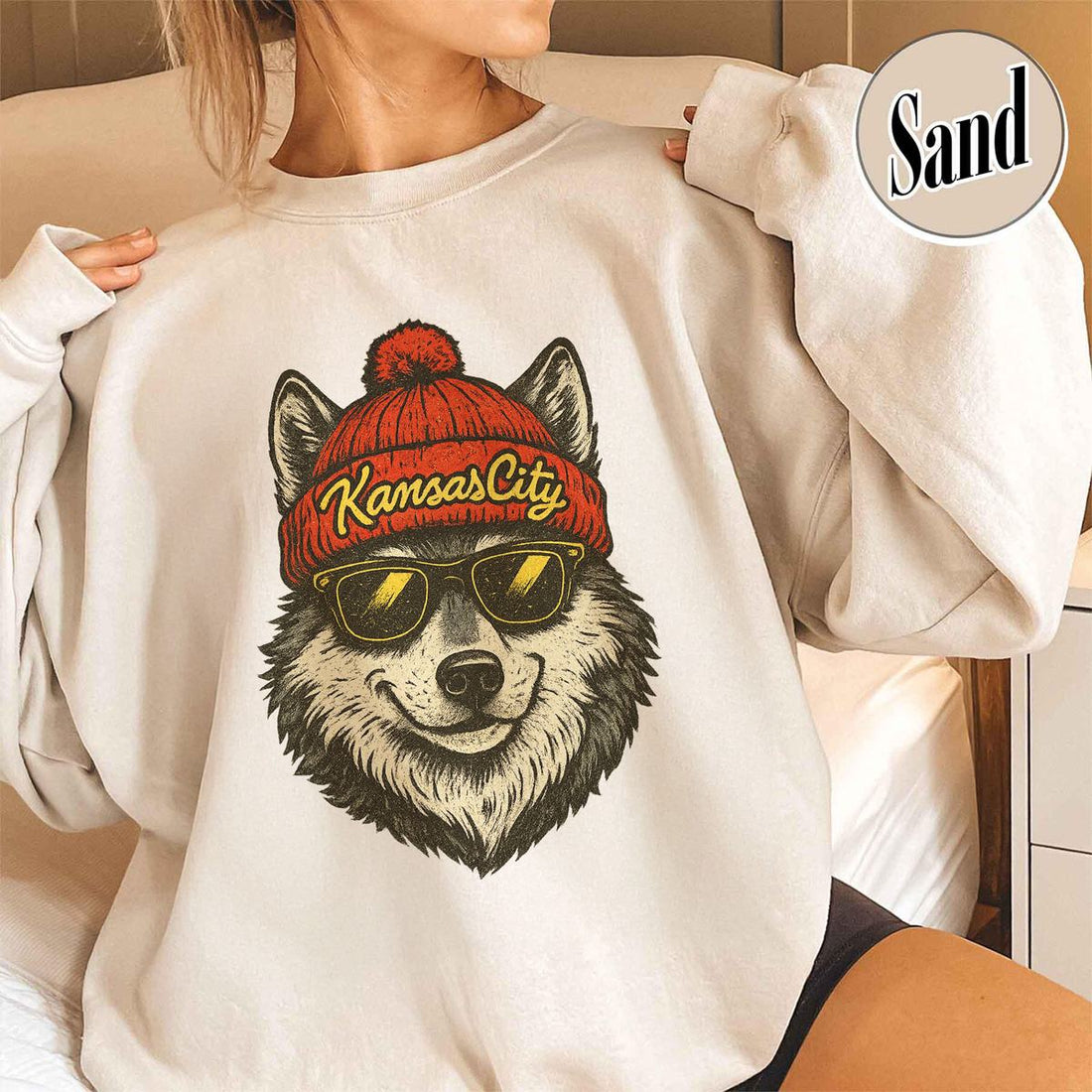 Unisex Kansas City football vintage crewneck sweatshirt for men and women