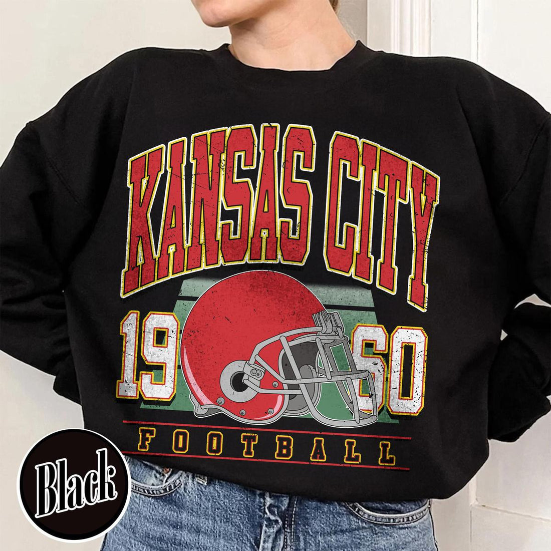 Unisex Kansas City football vintage crewneck sweatshirt for men and women