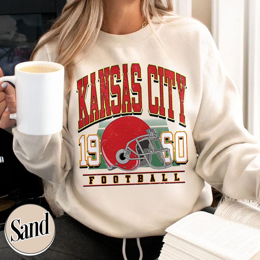 Unisex Kansas City football vintage crewneck sweatshirt for men and women