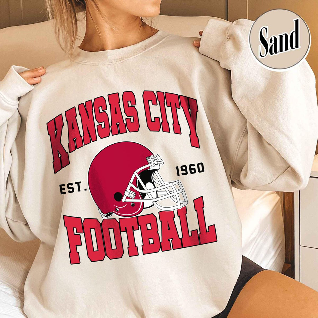 Unisex Kansas City football vintage crewneck sweatshirt for men and women