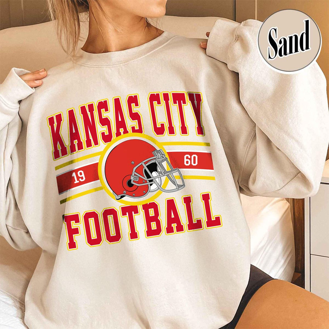 Unisex Kansas City football vintage crewneck sweatshirt for men and women