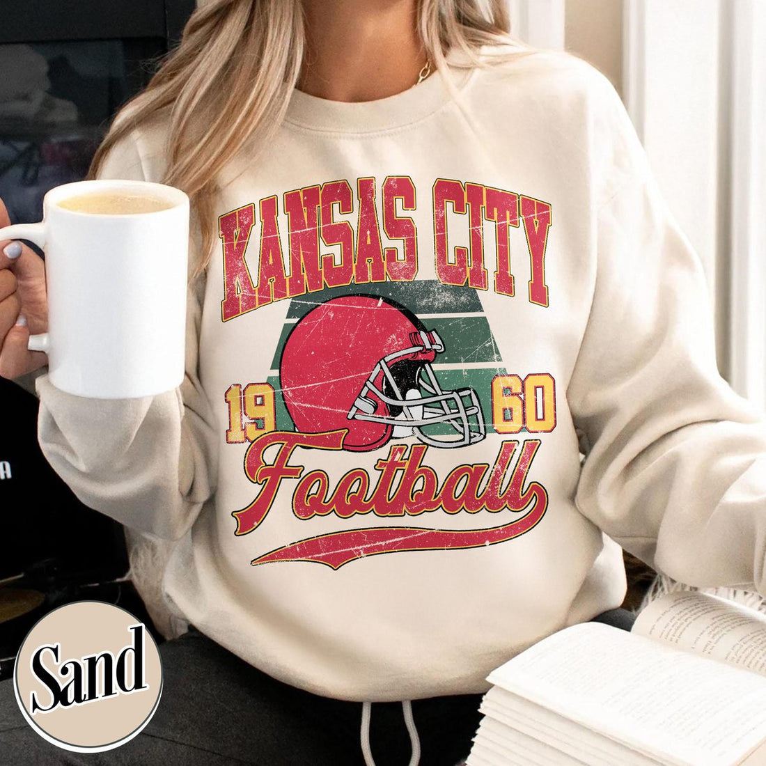 Unisex Kansas City football vintage crewneck sweatshirt for men and women