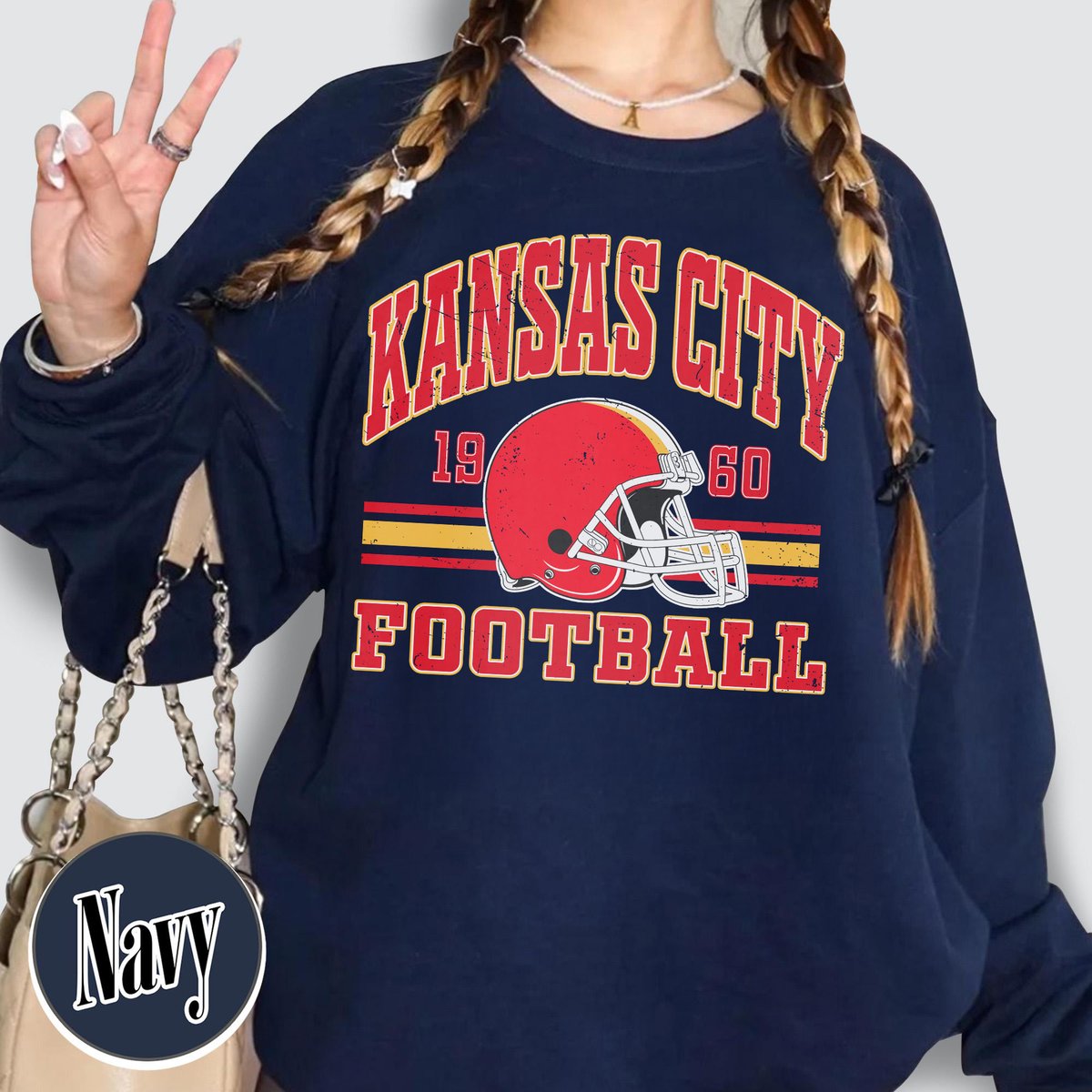 Unisex Kansas City football vintage crewneck sweatshirt for men and women
