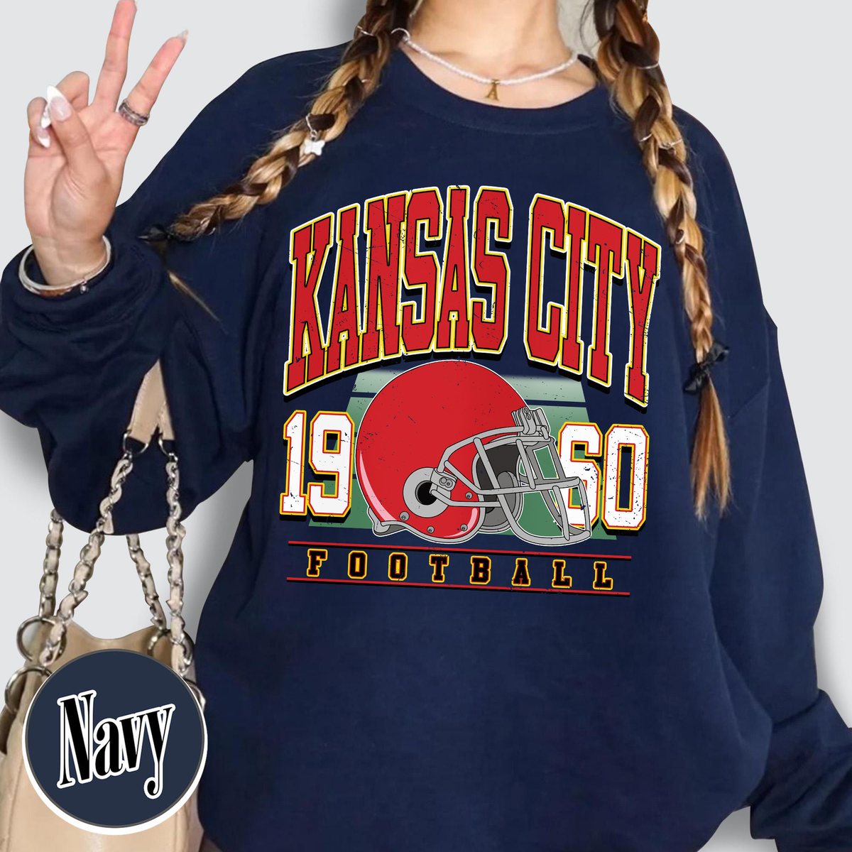 Unisex Kansas City football vintage crewneck sweatshirt for men and women