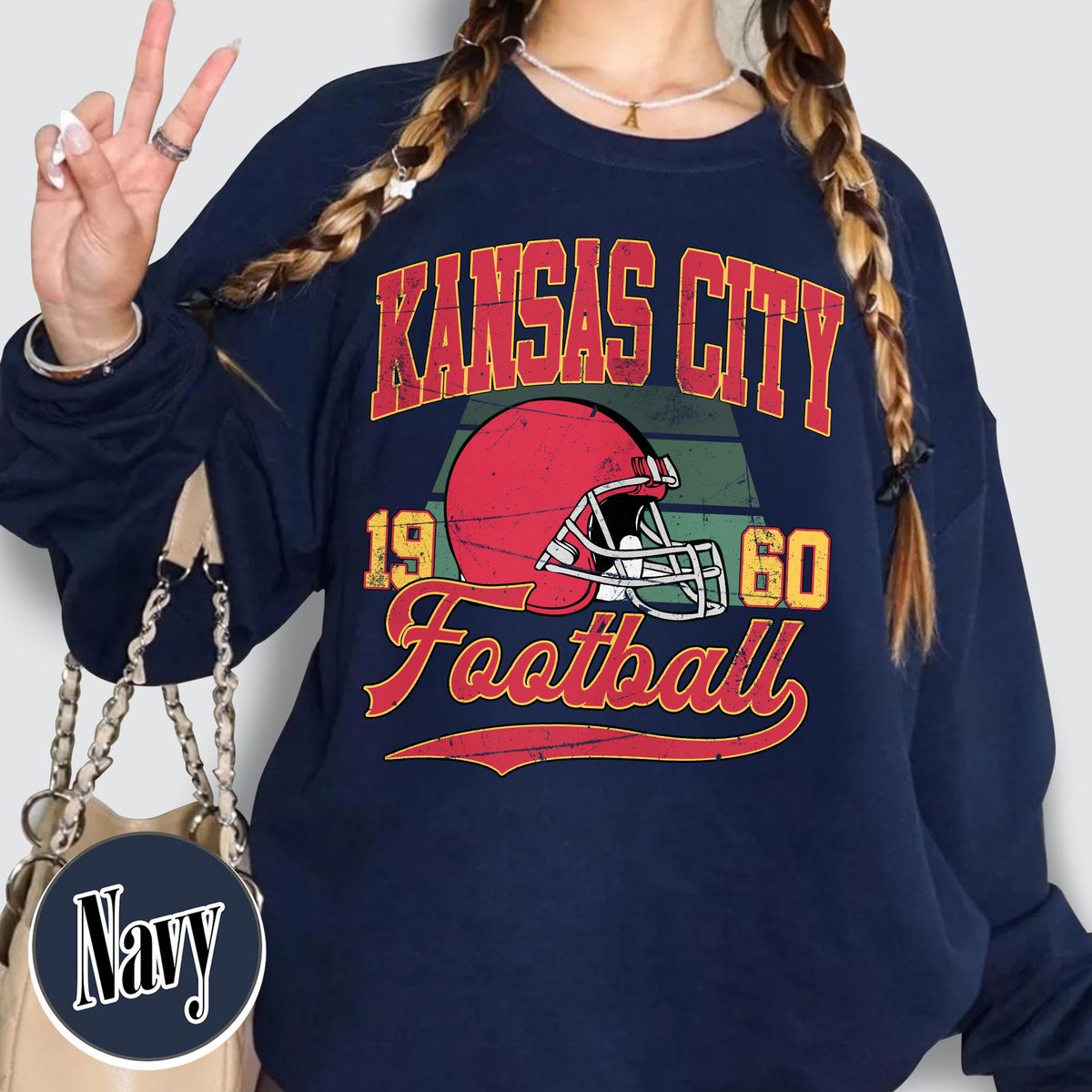 Unisex Kansas City football vintage crewneck sweatshirt for men and women