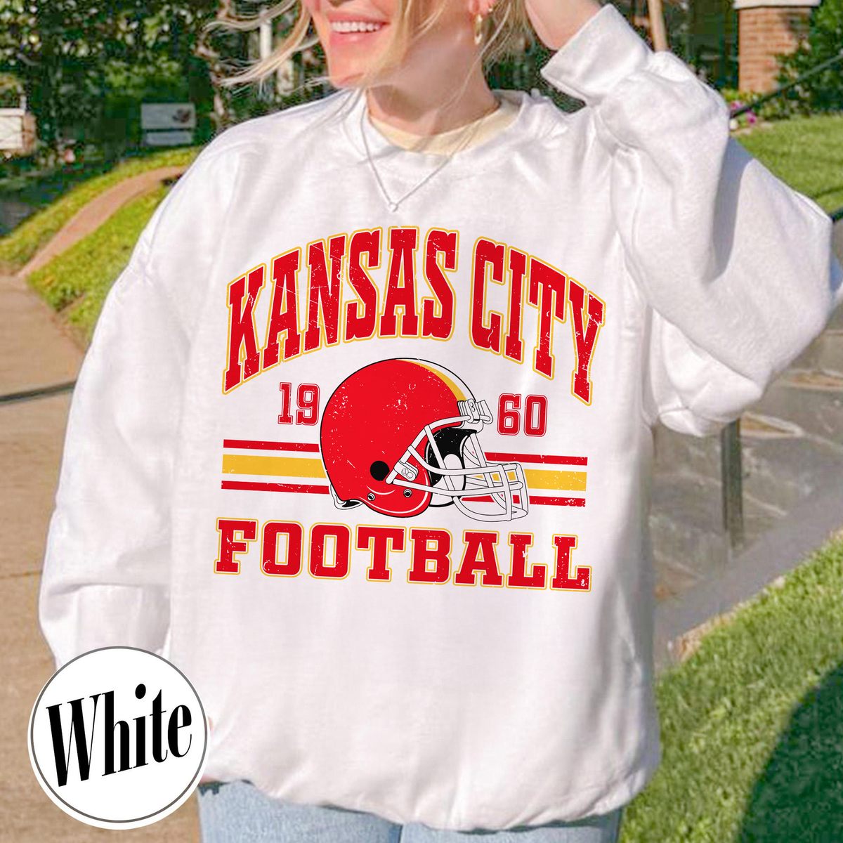 Unisex Kansas City football vintage crewneck sweatshirt for men and women