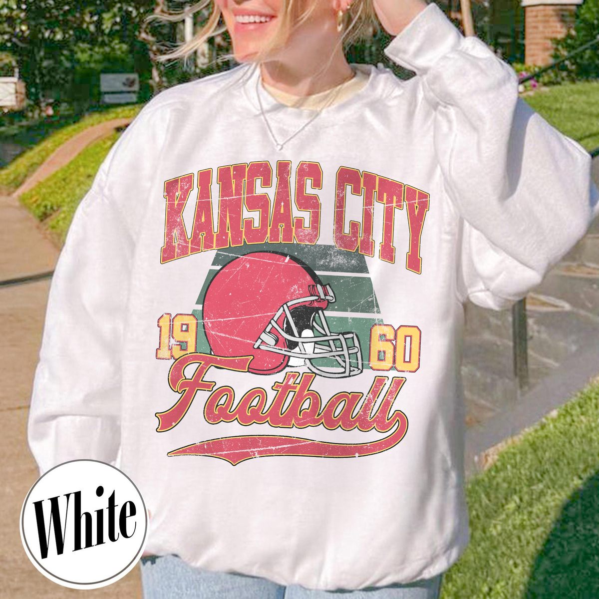 Unisex Kansas City football vintage crewneck sweatshirt for men and women