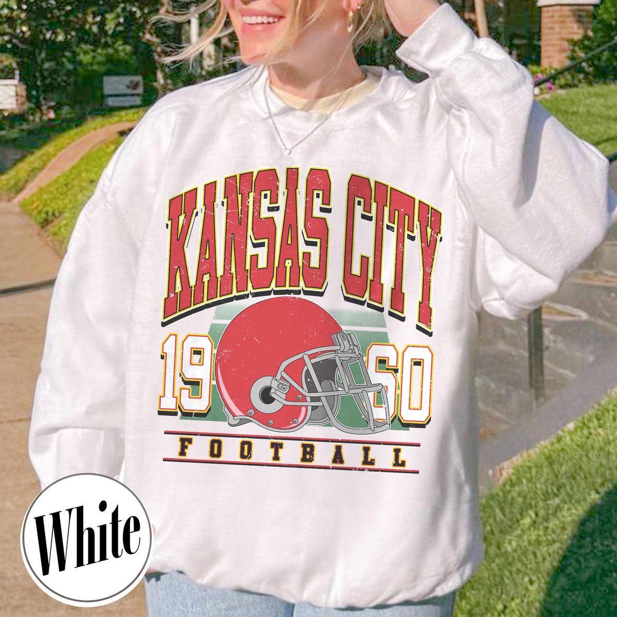 Unisex Kansas City football vintage crewneck sweatshirt for men and women