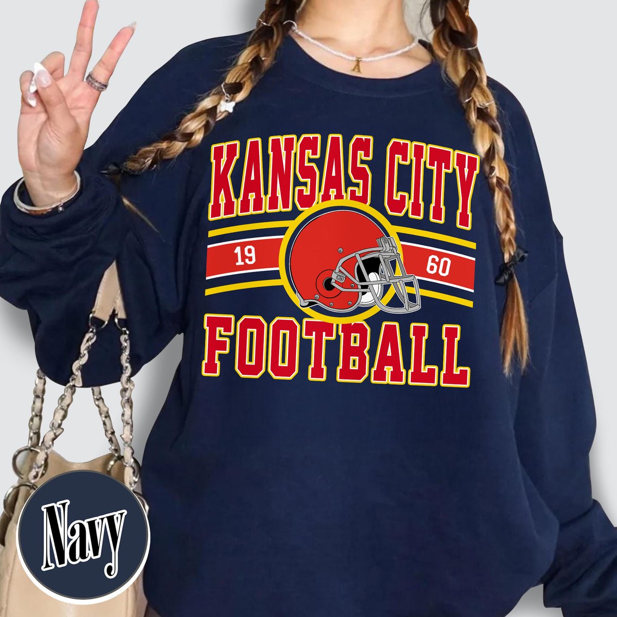 Unisex Kansas City football vintage crewneck sweatshirt for men and women
