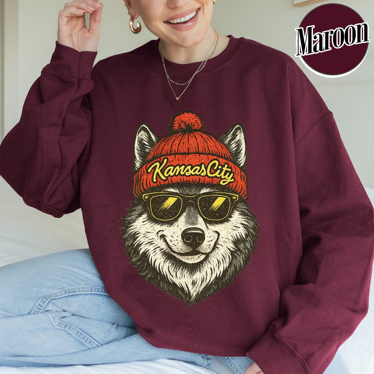 Unisex Kansas City football vintage crewneck sweatshirt for men and women