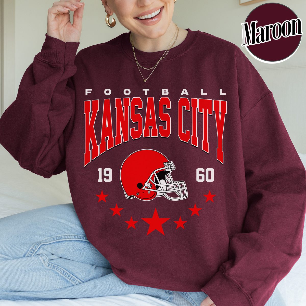 Unisex Kansas City football vintage crewneck sweatshirt for men and women