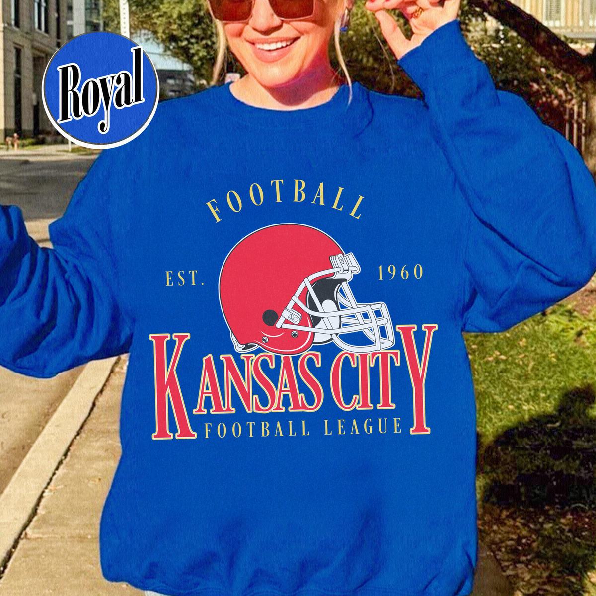 Unisex Kansas City football vintage crewneck sweatshirt for men and women