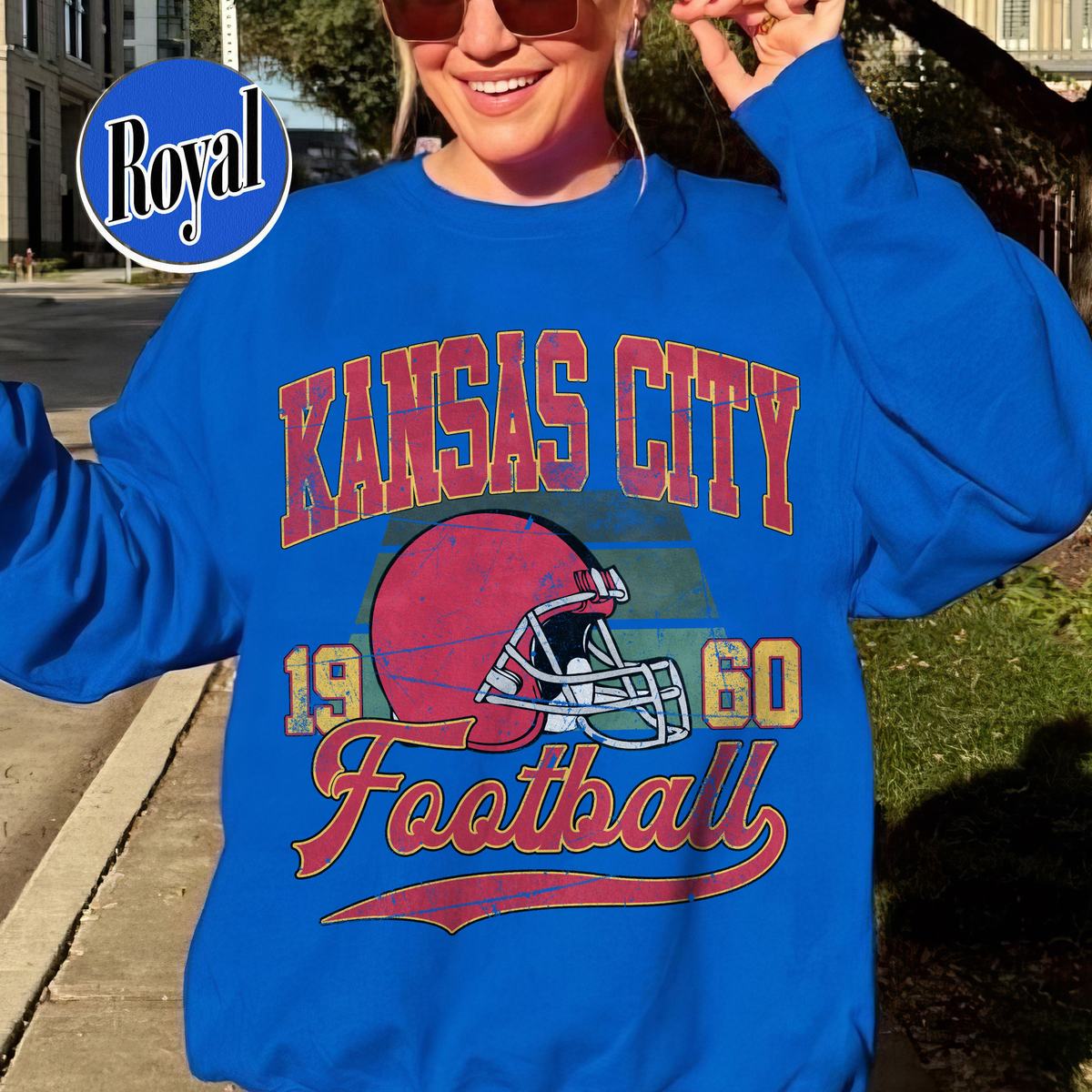 Unisex Kansas City football vintage crewneck sweatshirt for men and women