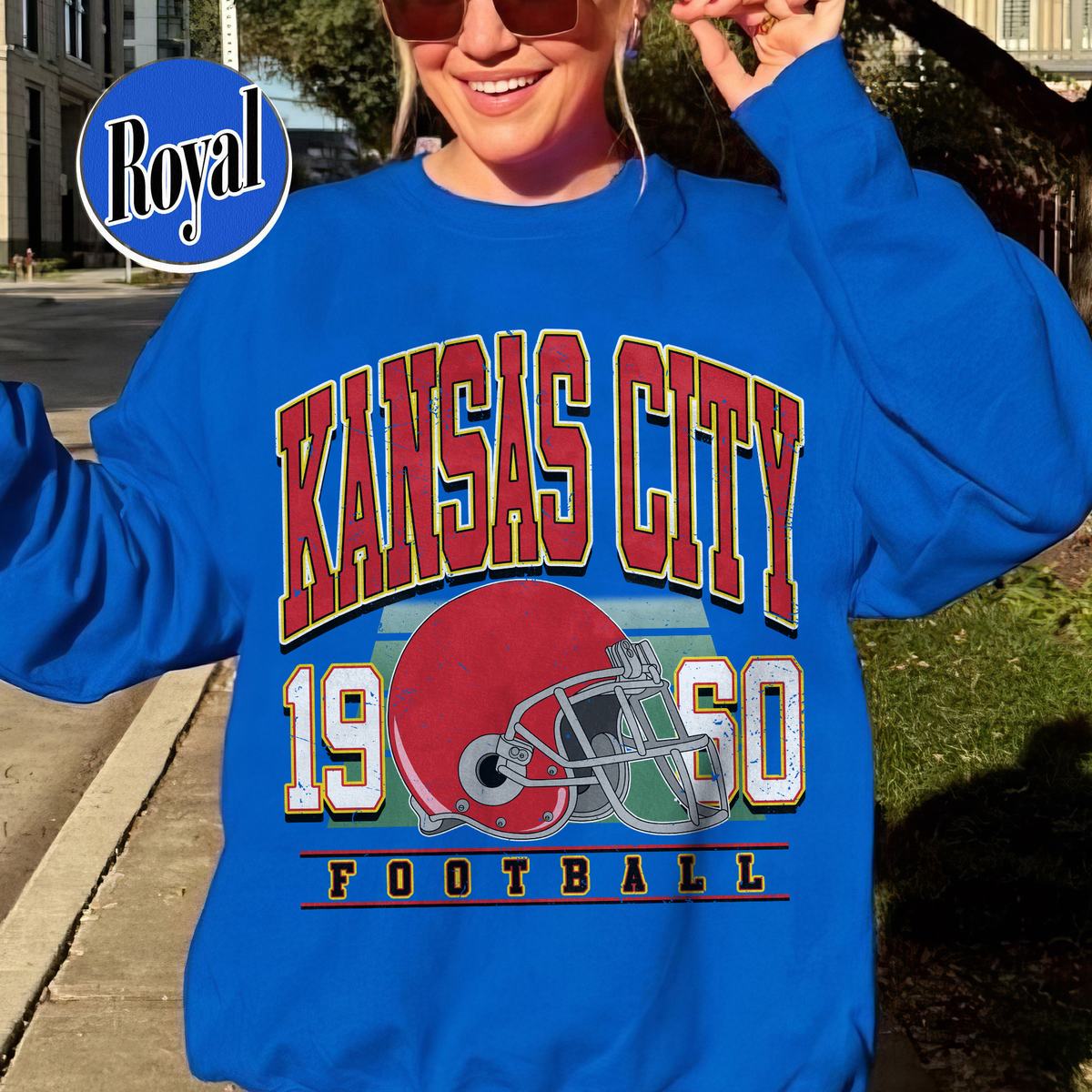 Unisex Kansas City football vintage crewneck sweatshirt for men and women