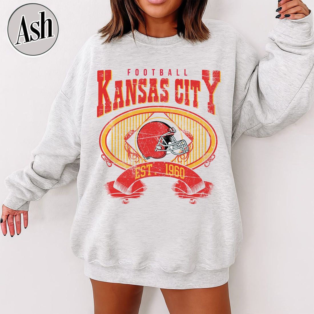 Unisex Kansas City football vintage crewneck sweatshirt for men and women
