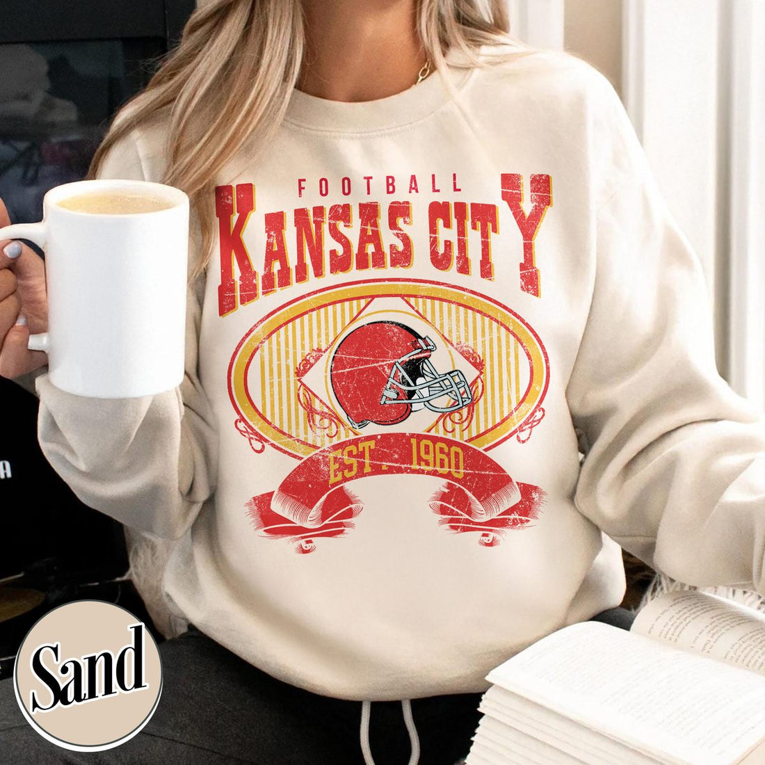 Unisex Kansas City football vintage crewneck sweatshirt for men and women