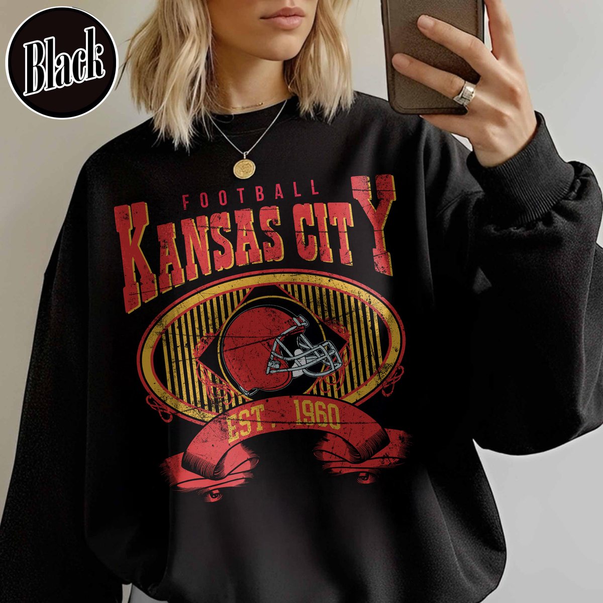 Unisex Kansas City football vintage crewneck sweatshirt for men and women