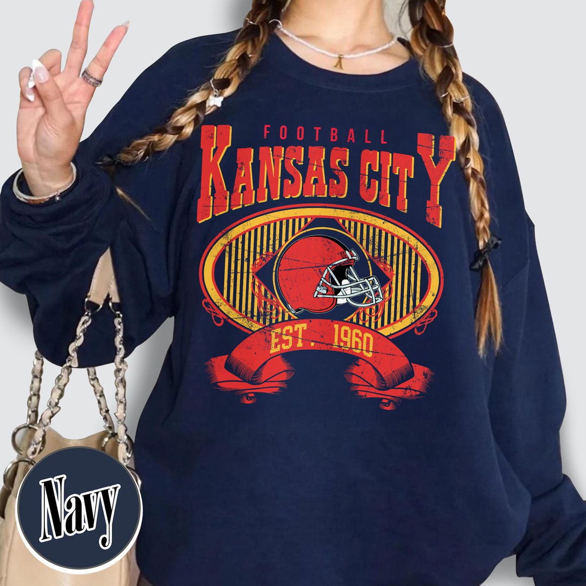 Unisex Kansas City football vintage crewneck sweatshirt for men and women