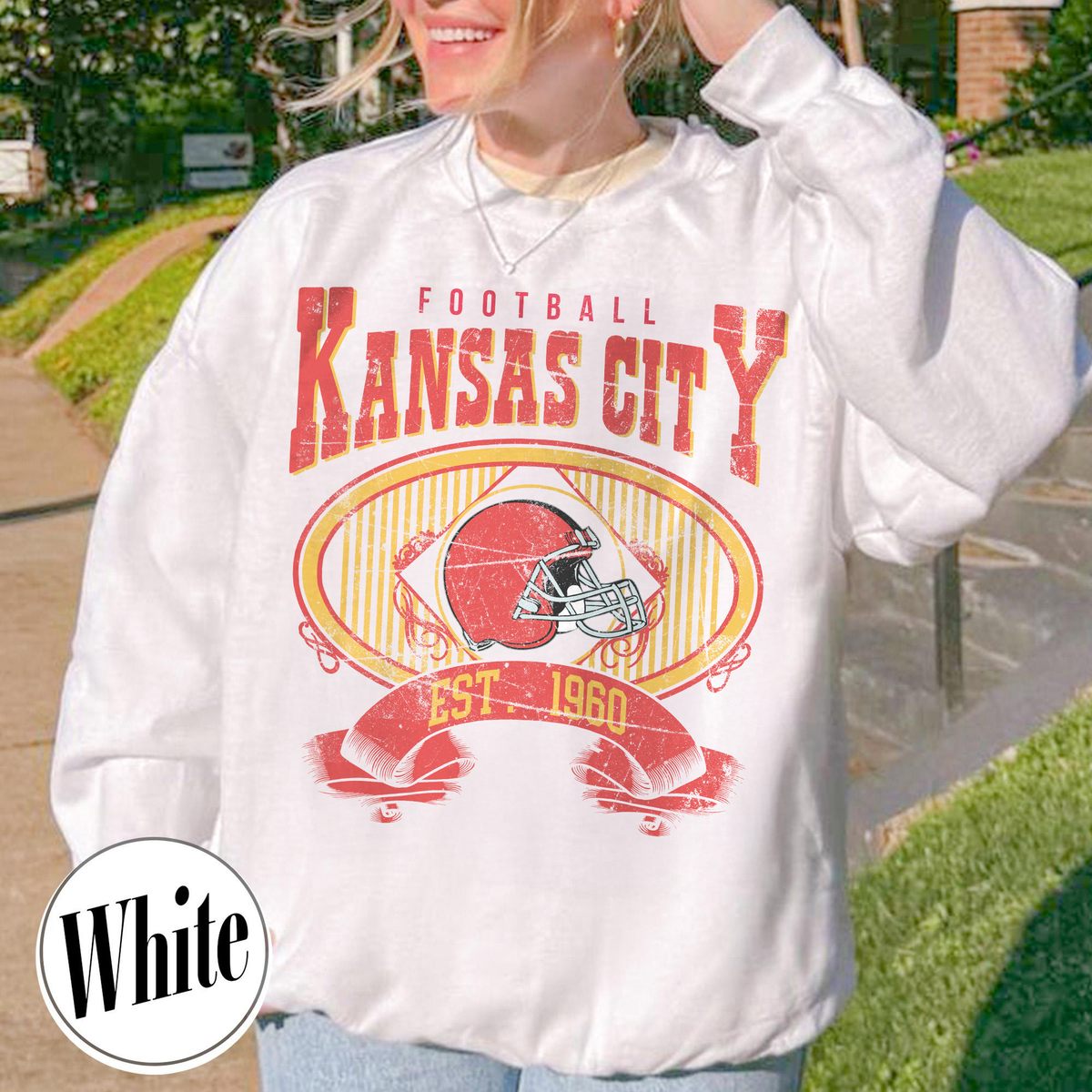 Unisex Kansas City football vintage crewneck sweatshirt for men and women
