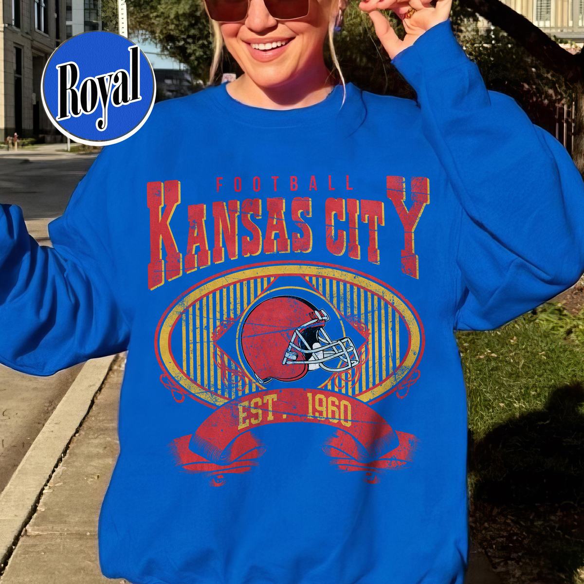 Unisex Kansas City football vintage crewneck sweatshirt for men and women