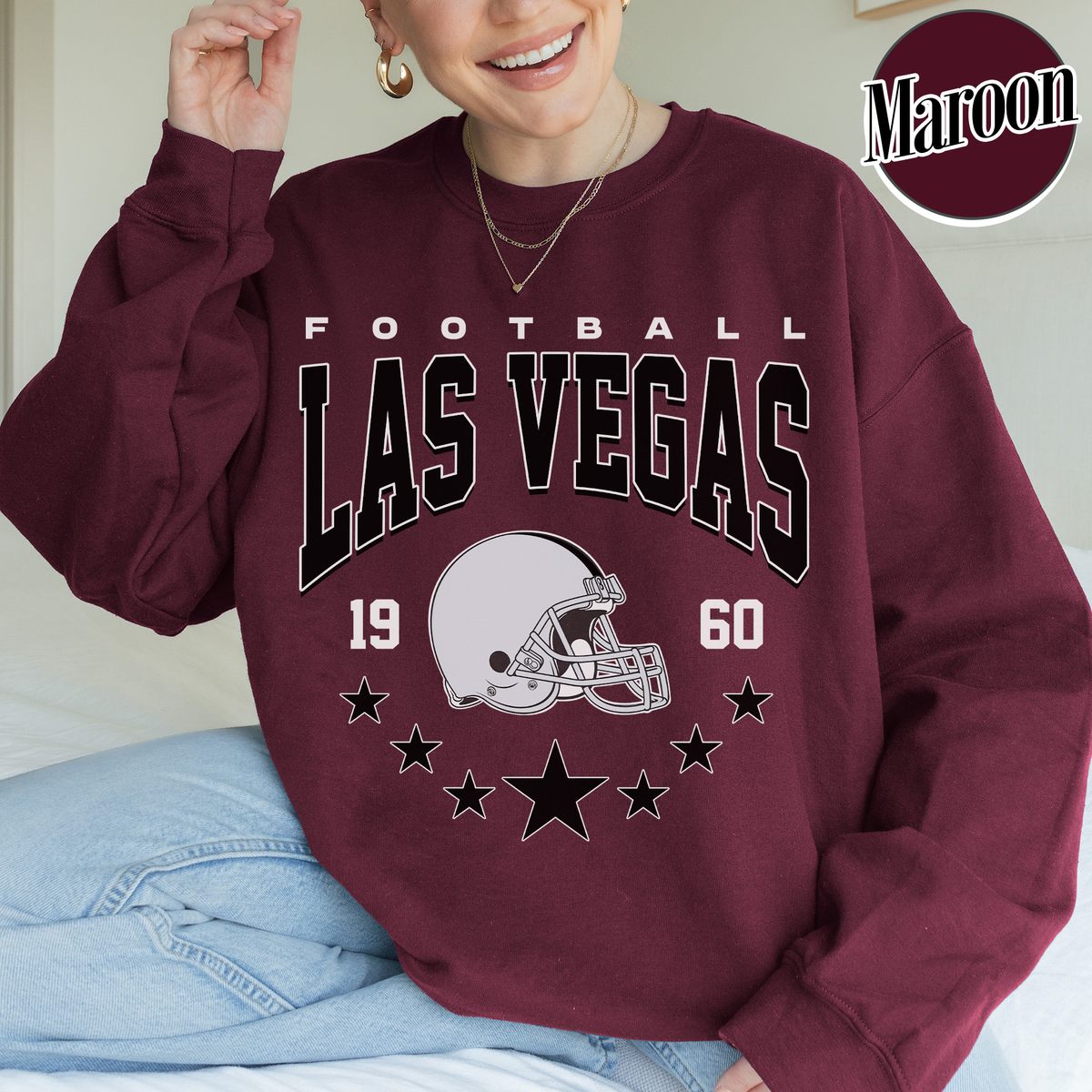 Unisex Las Vegas football vintage crewneck sweatshirt for men and women