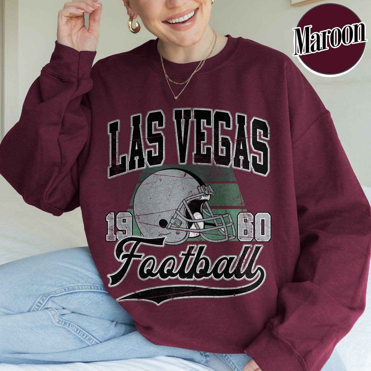 Unisex Las Vegas football vintage crewneck sweatshirt for men and women