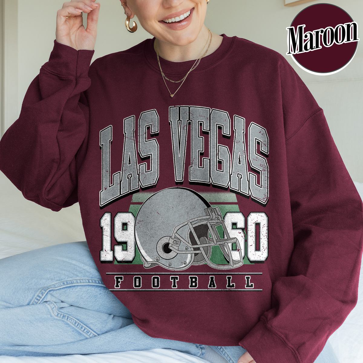 Unisex Las Vegas football vintage crewneck sweatshirt for men and women