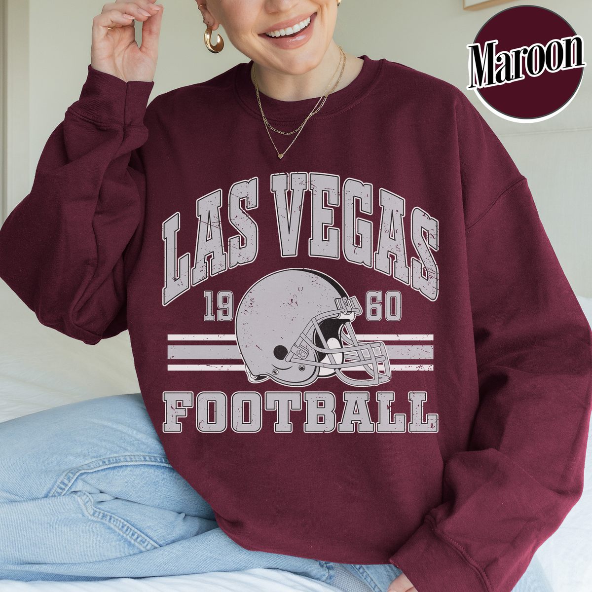 Unisex Las Vegas football vintage crewneck sweatshirt for men and women